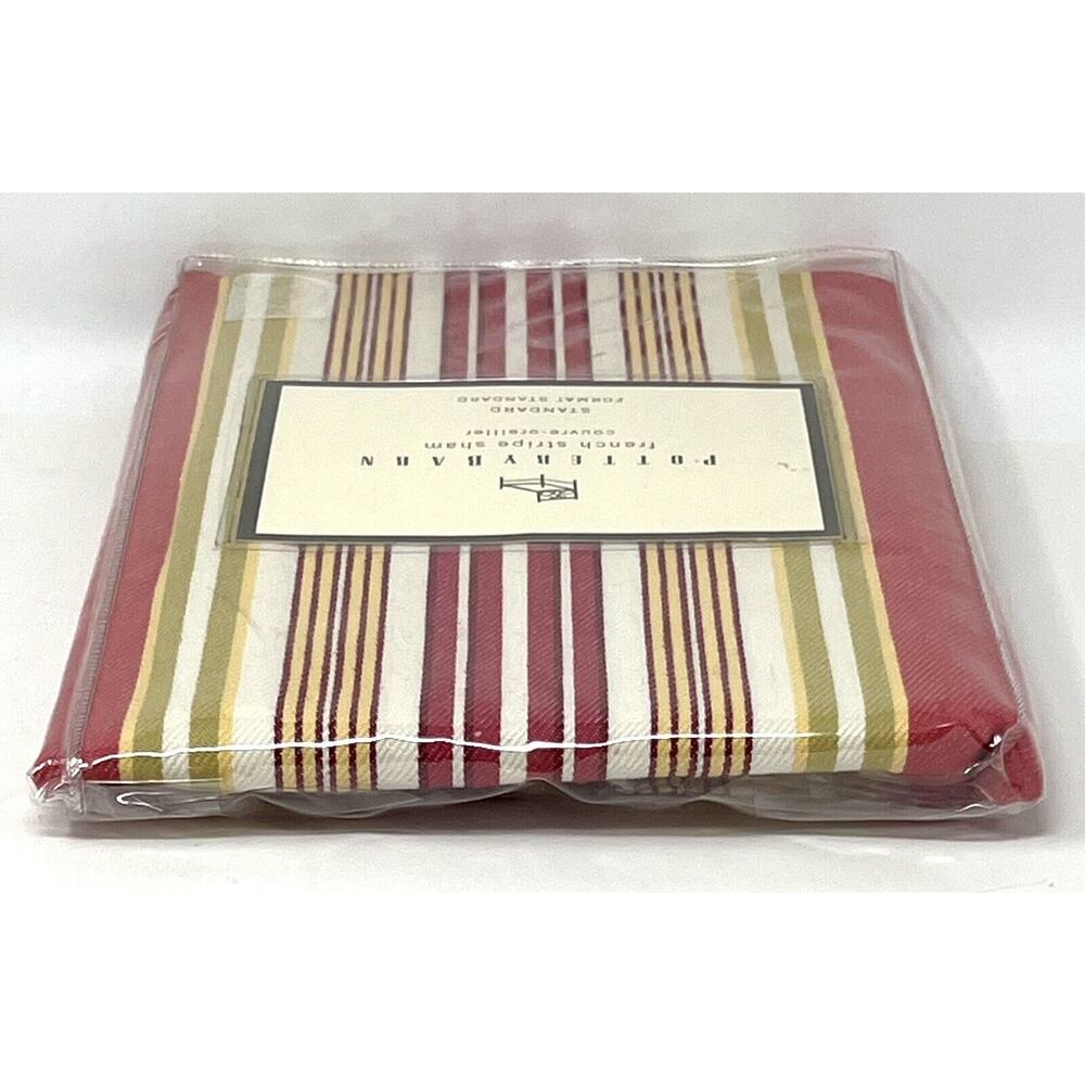 Pottery Barn French Stripe Red Multi Standard Sham COTTON TWILL New In Package - Picture 5 of 8